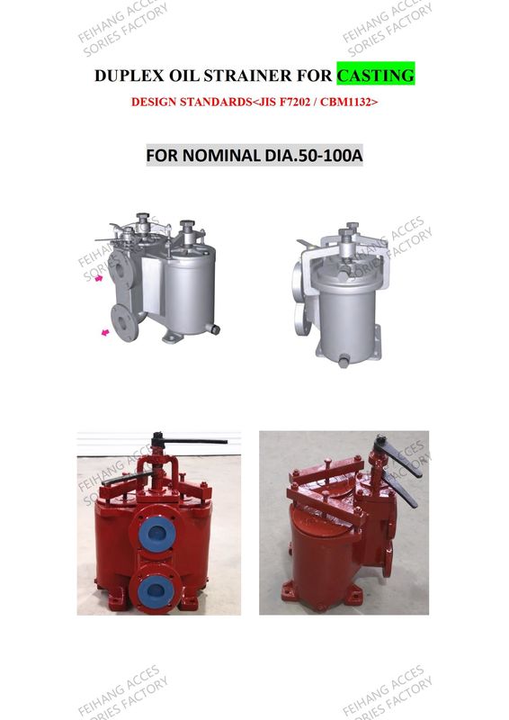 JIS 5K-100A DUPLEX OIL STRAINER ((U-TYPE) e DUPLEX OIL STRAINES MODELO 5K-100A JIS F7202