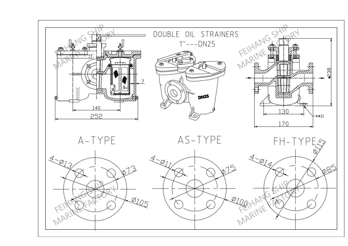 Os dados técnicos relativos aos filtros de óleo duplex e aos filtros de óleo duplex modelo AS25 cb/t425-0.4/0.22