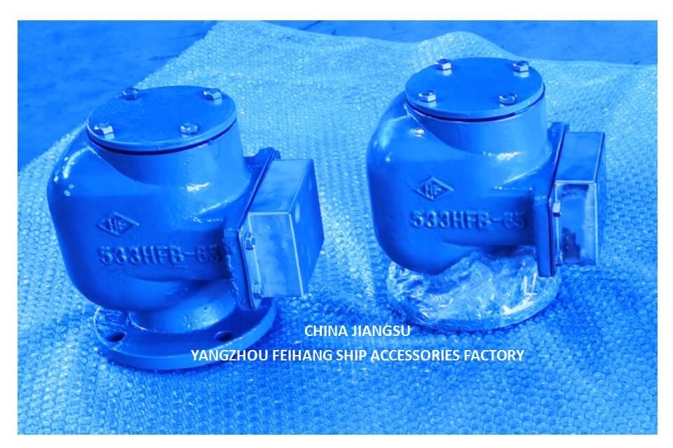 Cabeça de ventilação de flange de ferro fundido e cabeça de tubo de ar para tanque de lastro Modelo:533HFB-65A com disco flutuante SUS 316l