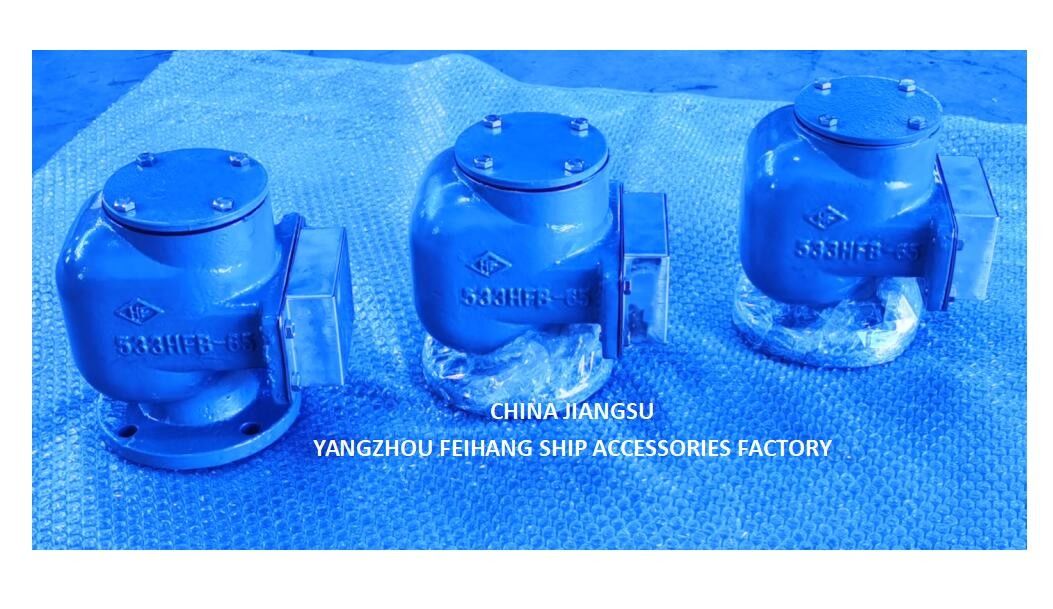 Cabeça de ventilação de flange de ferro fundido e cabeça de tubo de ar para tanque de lastro Modelo:533HFB-65A com disco flutuante SUS 316l