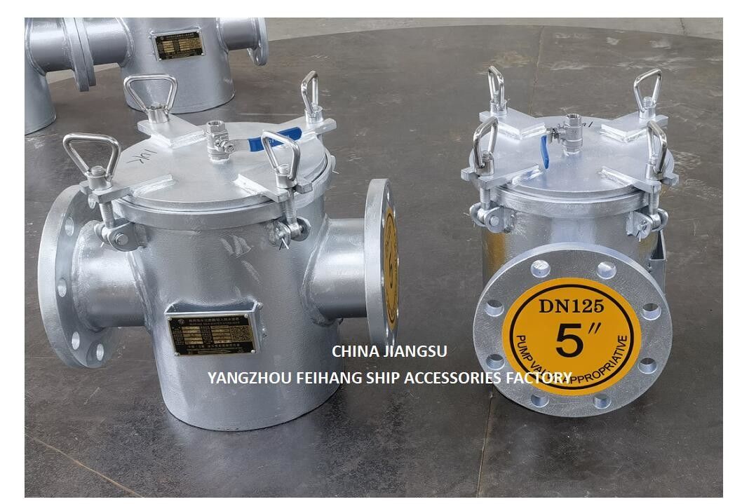 Cestas de filtragem de água do mar para a entrada da bomba principal de água do mar Modelo AS125 CBM1061 Corpo galvanizado, tela de aço inoxidável