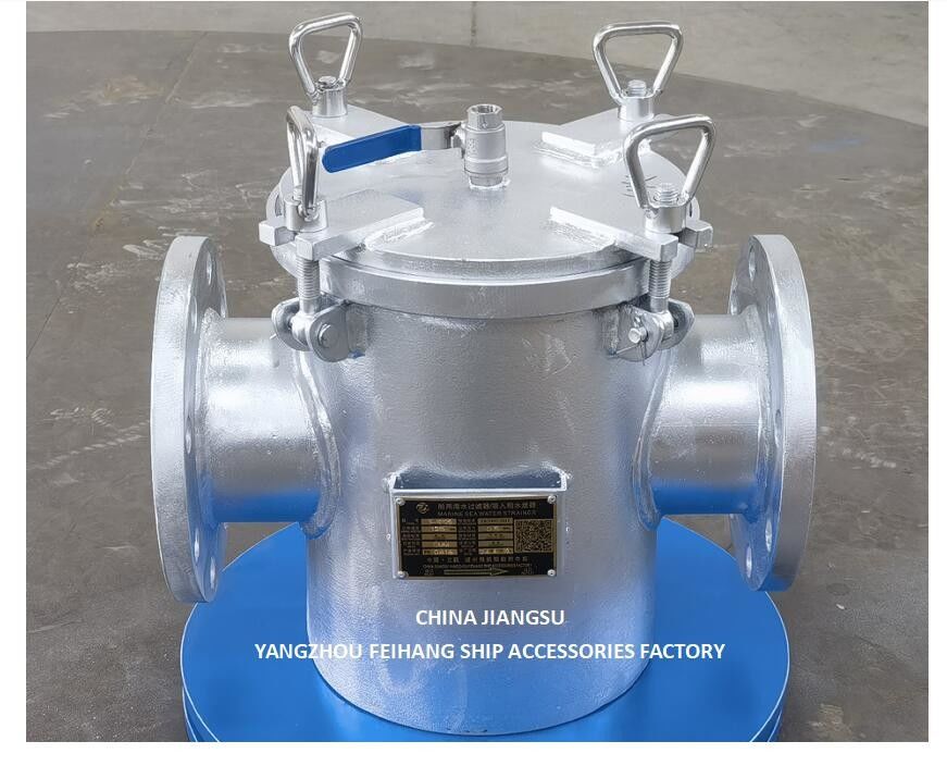 Cestas de filtragem de água do mar para a entrada da bomba principal de água do mar Modelo AS125 CBM1061 Corpo galvanizado, tela de aço inoxidável