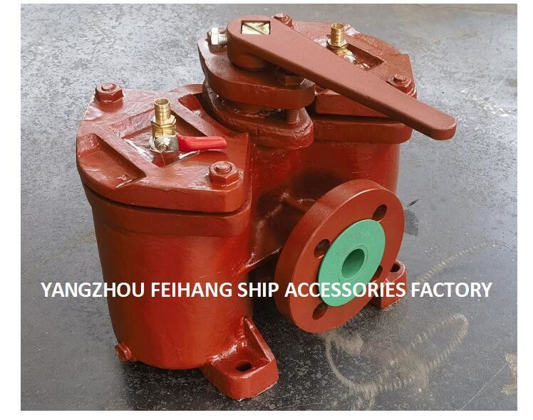Filtro de óleo duplex para construção naval,Modelo de filtro de óleo duplo: AS32 CB/T425-94 Tipo reto,corpo de ferro fundido,com elemento de filtro,