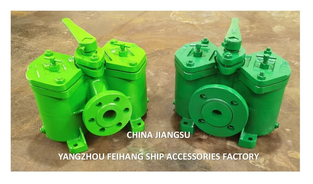 Filtros de óleo duplex de ferro fundido AS16032 CB/T425-Filtro de óleo duplex duplex fabricado na China