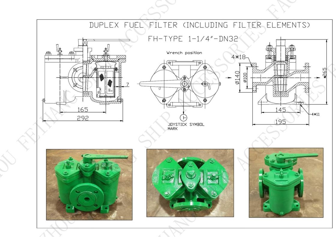 FH16032 CB/T425 Estiradores duplex de óleo, incluindo elementos de filtro com ligação a flanges