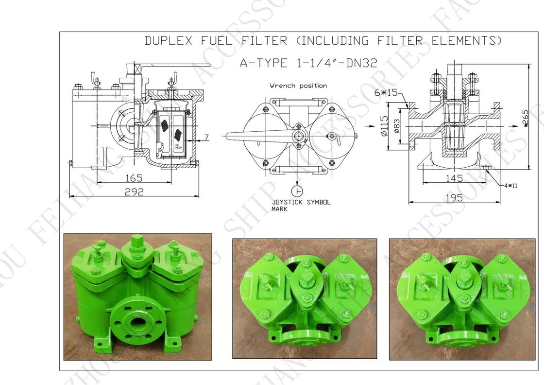 Filtro de óleo duplex de flanges de ferro fundido AS32 Cb/T425 para transferência de combustível