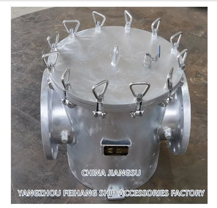 Modelo de filtro de água grosseira marinha AS250 CB/T497 Corpo galvanizado de aço carbono, cartucho de filtro de aço inoxidável, malha de 8 mm