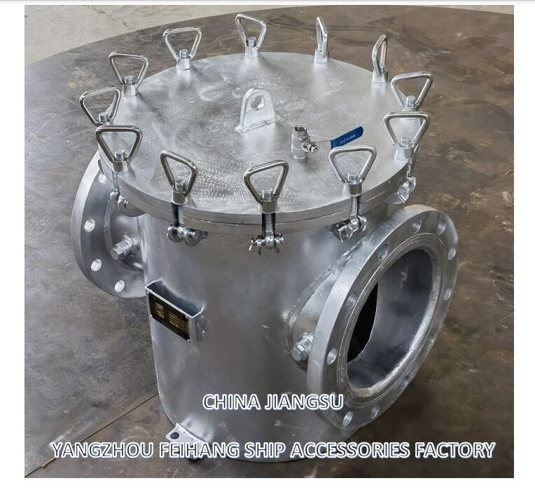 Modelo de filtro de água grosseira marinha AS250 CB/T497 Corpo galvanizado de aço carbono, cartucho de filtro de aço inoxidável, malha de 8 mm