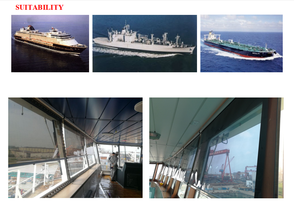 Sun Shading Curtain & Anti-Glare Sunscreens for Ships Navigation Windows Frame Material Alum-Alloy Films Color GOLD,SILVER,GREY,BRONZE